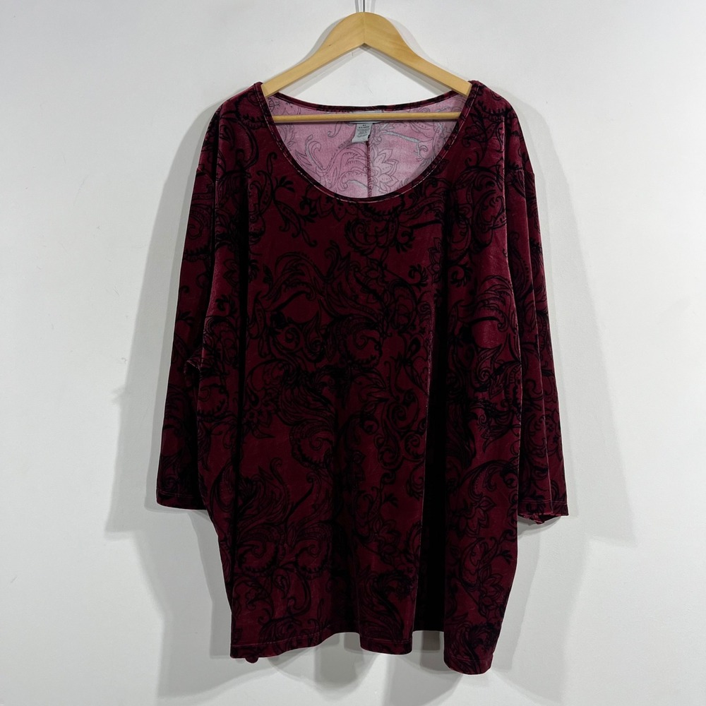Catherines Whimsigoth Artsy Boho Fairy Grunge Paisley Velvet Tunic Top Womens 5X